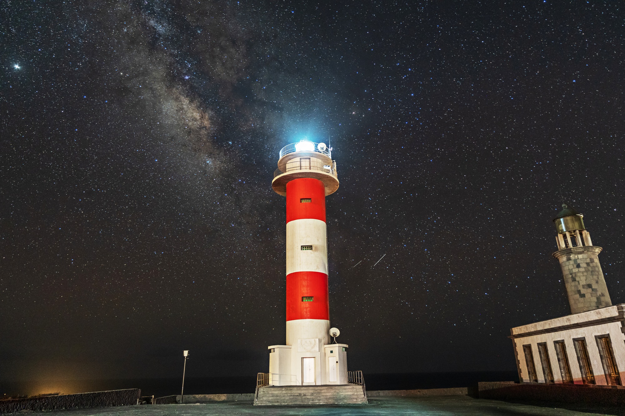 Fuencaliente lighthouse with the milky way on the route of the volcanoes