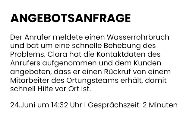 Voicebot Clara Angebotsanfrage