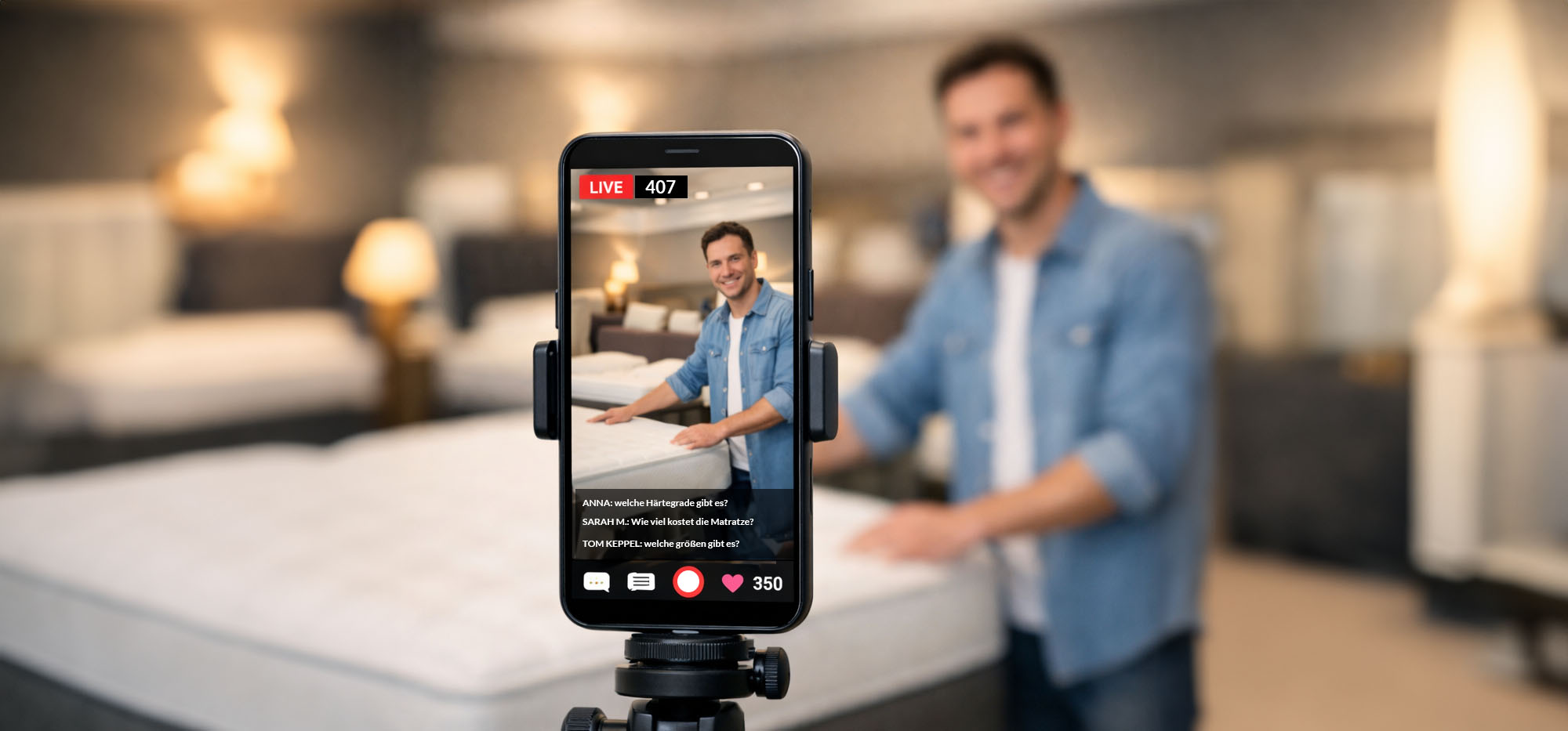 Instagram Livestream Matratzen-Verkauf Double-YouMedia.de Beitragsbild